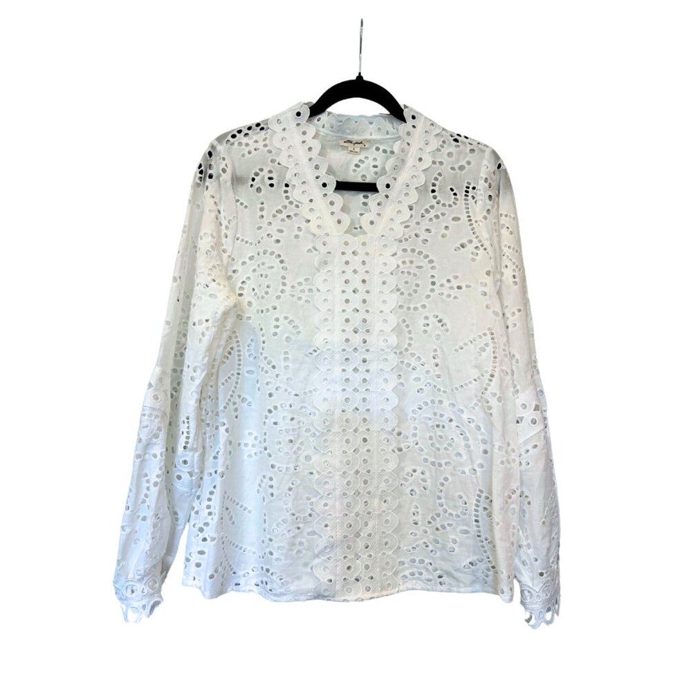 Ultra Pink White Eyelet Cotton Blouse – Size S $79 NWOT